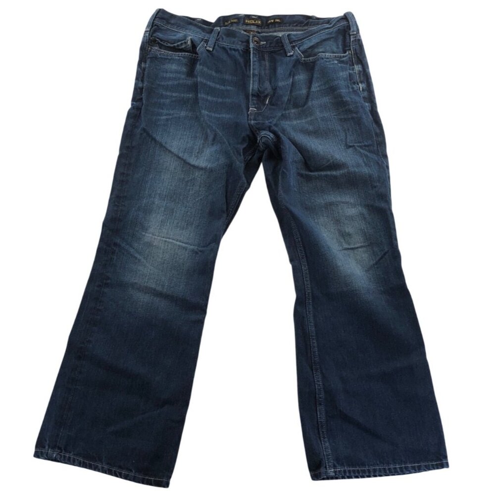 Helix Men's Slim Boot Jeans 38x30 Blue Dark Denim Pants Classic Fit Casual